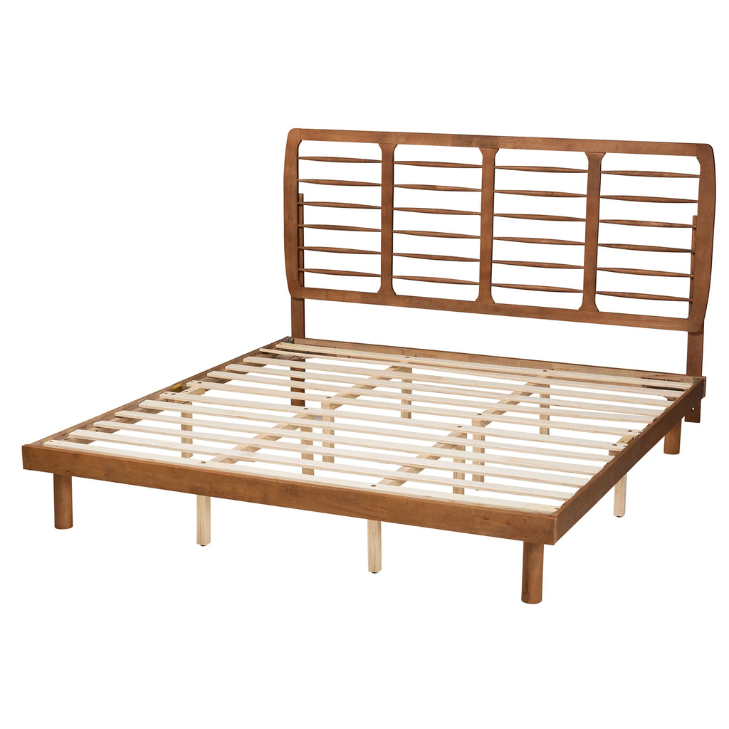 King Size Ash Walnut Finished Wood Platform Bed D515