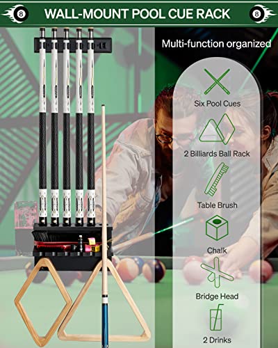 Hardwood Pool Cue Rack for 6 Cues L775