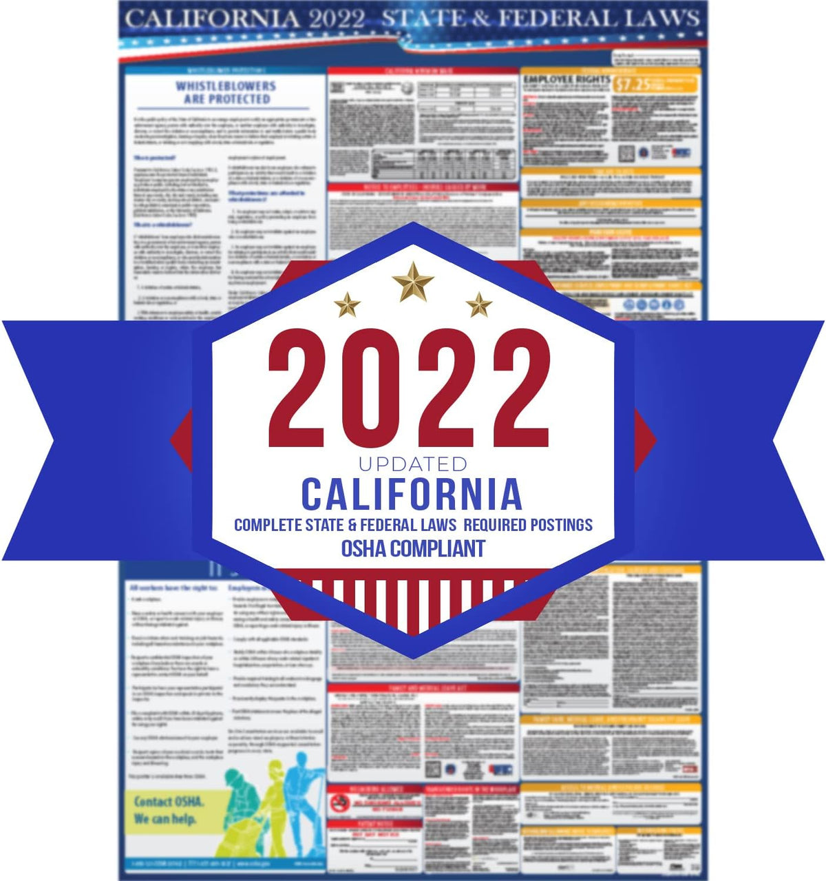 California State and Federal Labor Laws Poster 24 x 36 Laminated Pack of 2 W9750
