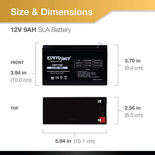 12v 9ah Sealed Lead Acid Battery with F2 Terminals 2 Pack Z909