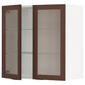 White Wall Cabinet with 2 Glass Doors Y930