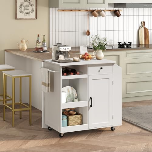 Black and Natural Rolling Kitchen Cart with Drawer G350