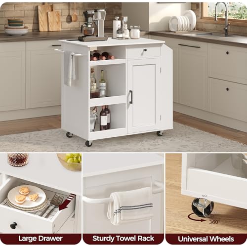 Black and Natural Rolling Kitchen Cart with Drawer G350