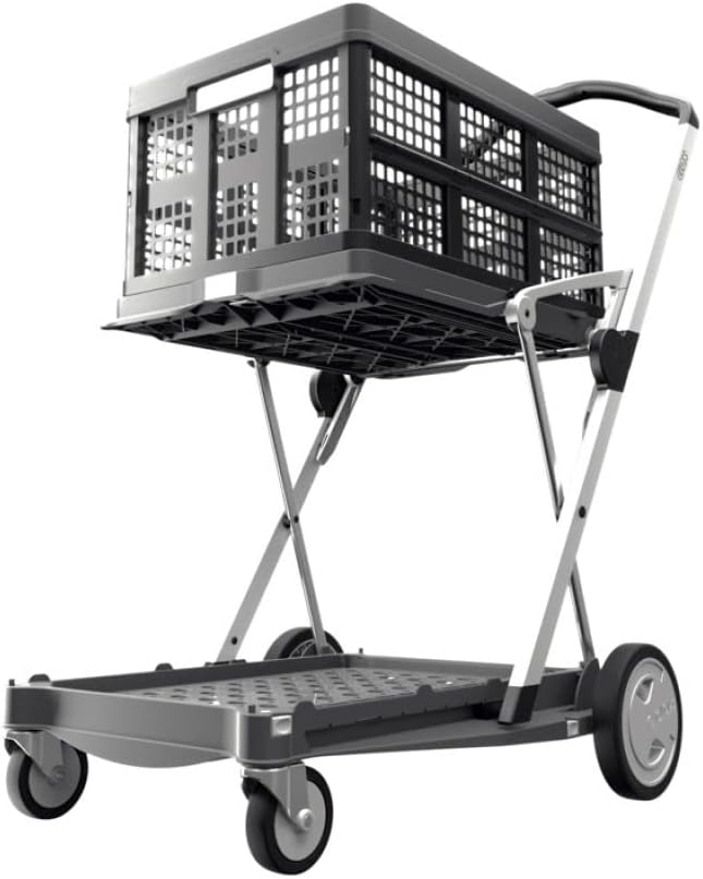 Collapsible Folding Trolley Cart with Storage Crate Red Y721522