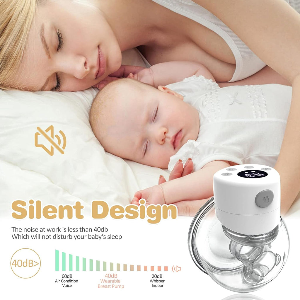 Electric Wearable Breast Pump, Hands Free, Portable, 2 Mode & 9 Levels, LCD Display V22433