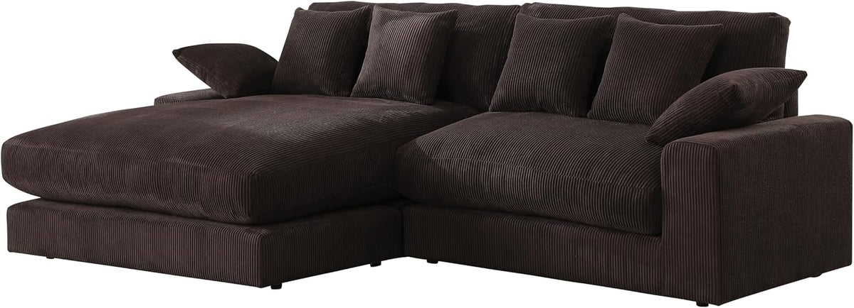 Oversized Corduroy L Shaped Sectional Sofa with Chaise Lounge Q97855