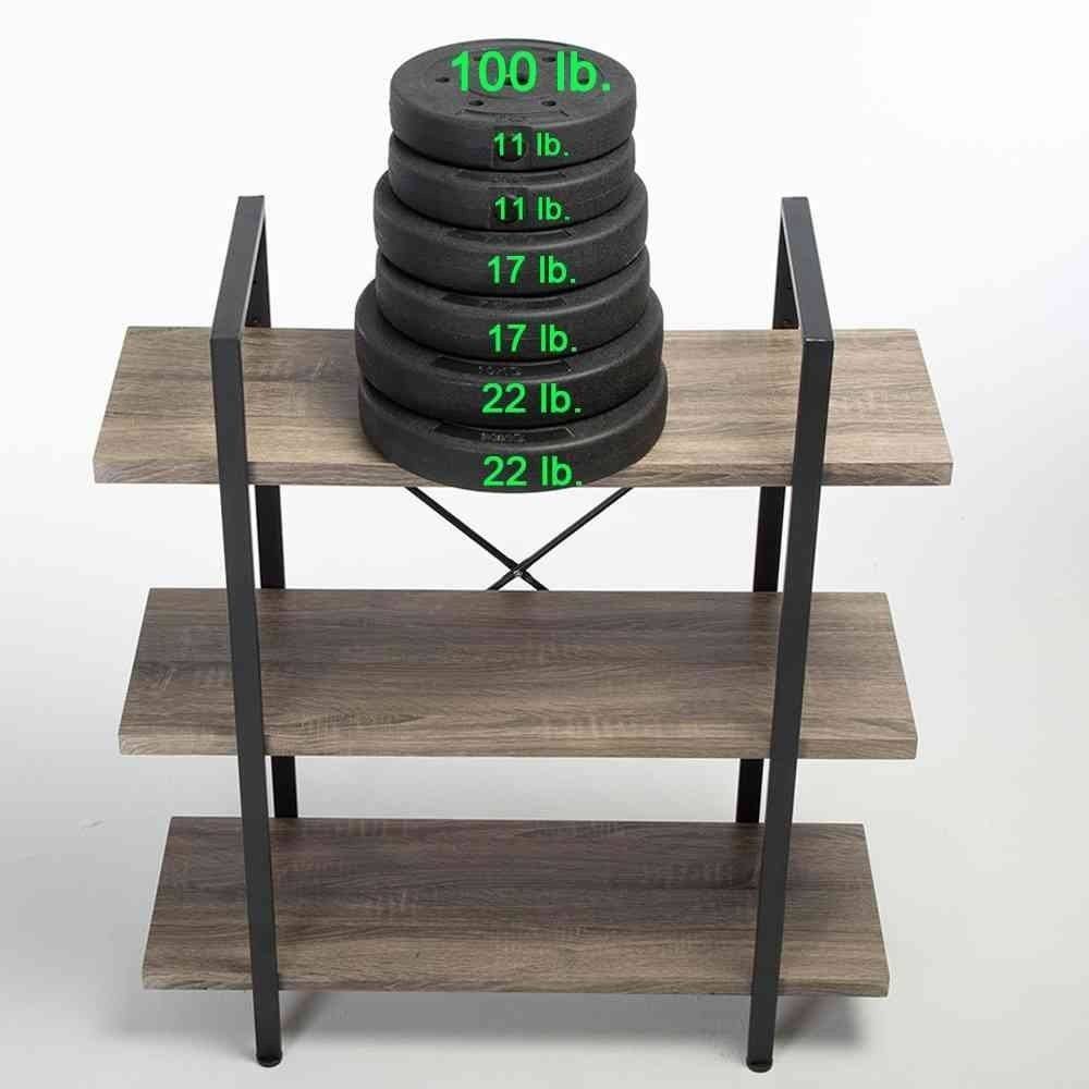 3-Shelf Rustic Industrial Bookcase H183