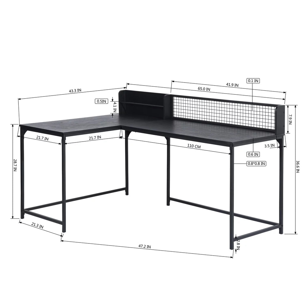 Black L Shaped Corner Desk O65100