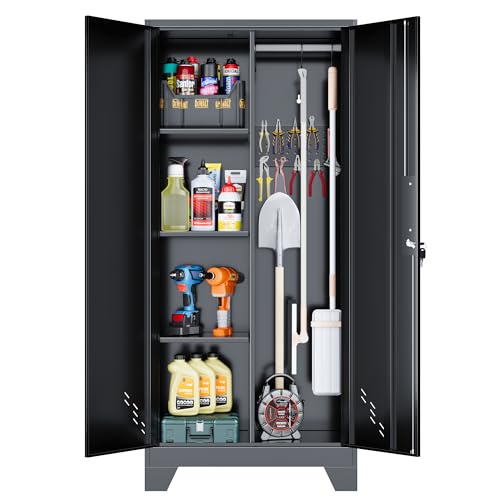 Metal Storage Cabinet with Lockable Doors and Pegboard M865
