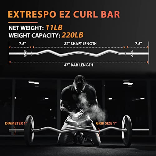 47" EZ Curl Bar Weight Lifting Bar with 2 Star Collars Y63716