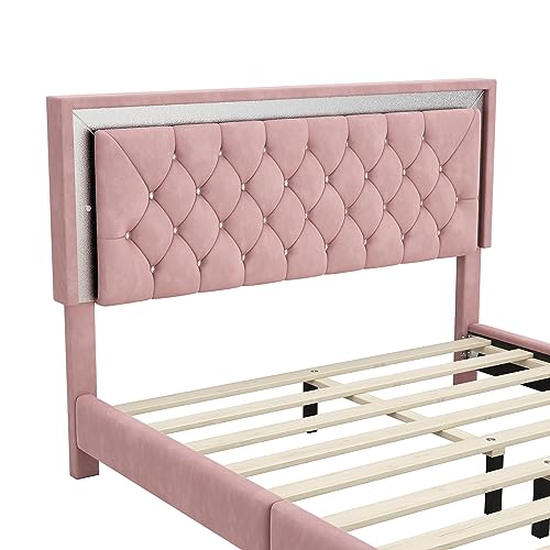 Queen Size Velvet Upholstered Platform Bed with 2 Nightstands X262397