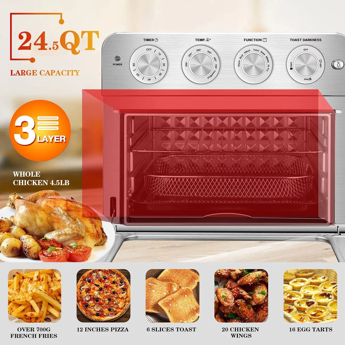 7-in-1 6 Slice 23QT Air Fryer Toaster Oven Combo B13575