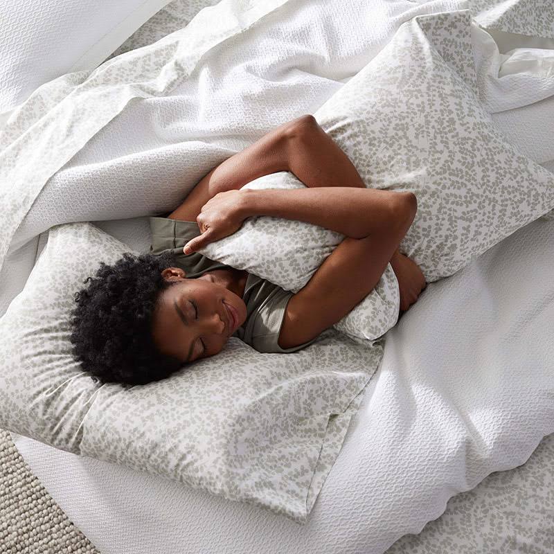 Pearl Gray Botanical Organic Cotton Percale King Fitted Sheet C1784