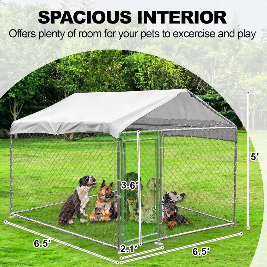 Heavy Duty Outdoor Dog Kennel with Waterproof Roof B72975