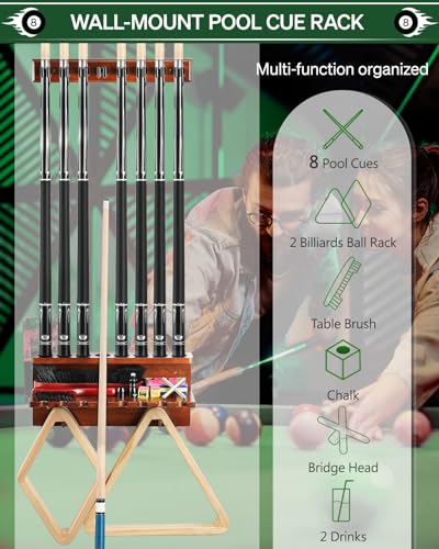 Hardwood Pool Cue Rack for 6 Cues L775