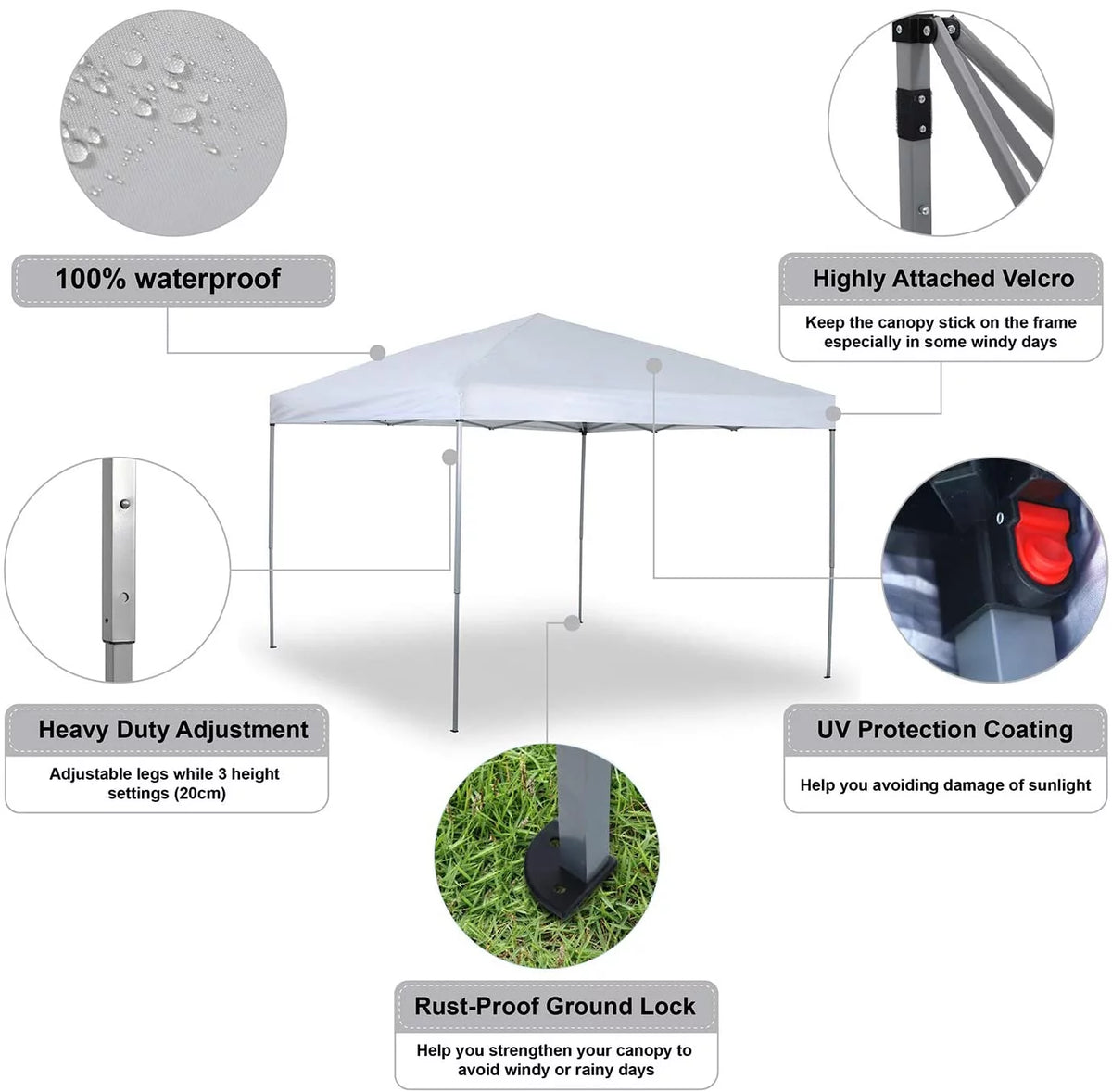 10x10 White Pop-up Canopy Tent with Bag B16752