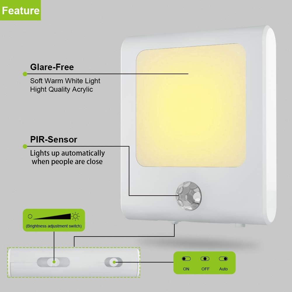 Warm White Motion Sensor LED Night Light, 2 Pack O67017