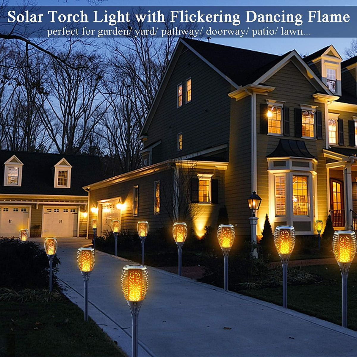 Solar Torch Light with Flickering Flame 8 Pack Q200655