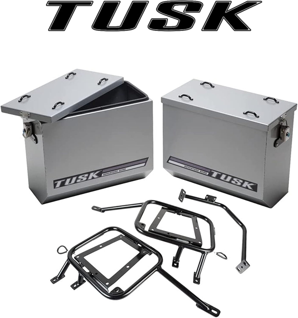 Large Silver Aluminum Panniers with Pannier Racks F8089