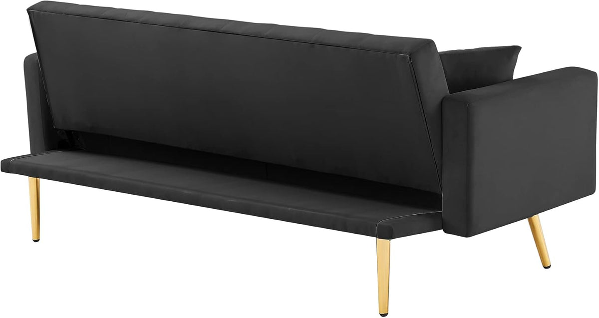 Black Convertible Folding Futon Sofa Bed L5068