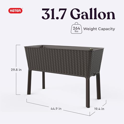 31.7 Gallon Raised Garden Bed with Self Watering Planter Box and Drainage Plug N389657