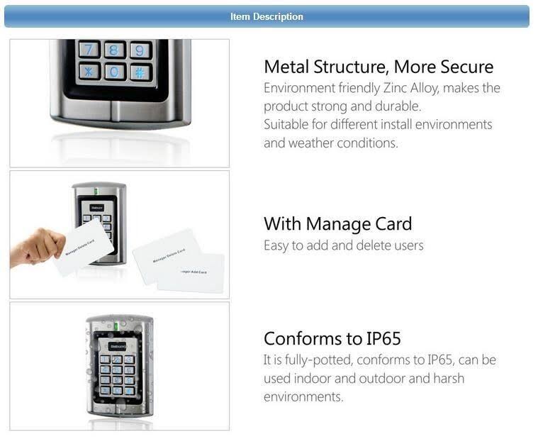 Metal Waterproof Door Access Keypad RFID Card Reader Q953165