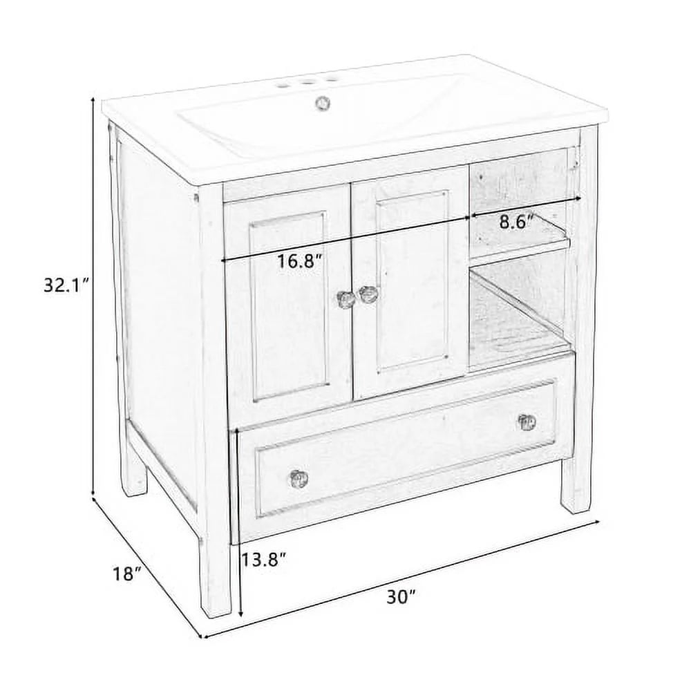 Grey Solid Wood Bathroom Vanity with Sink C972