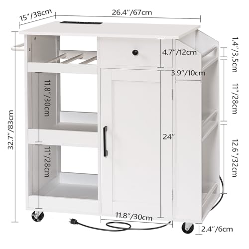 Black and Natural Rolling Kitchen Cart with Drawer G350