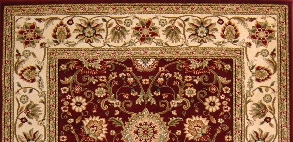 Red & Ivory 6' x 9' Traditional Area Rug B11873