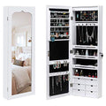 Jewelry Armoire with 8 LEDs, Lockable Large Storage Jewelry Cabinet, White C13189
