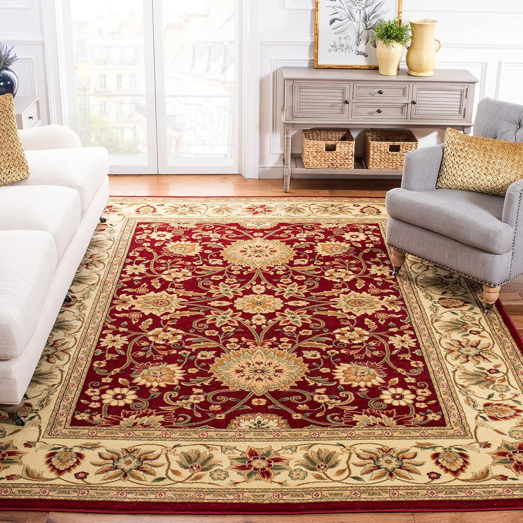 Red & Ivory 6' x 9' Traditional Area Rug B11873