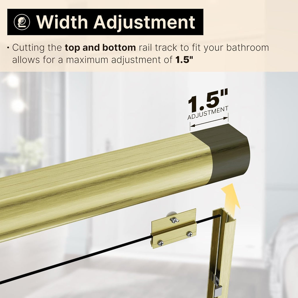 60 in. W x 72 in. H Double Sliding Semi-Frameless Shower Door, 1/4" Clear Tempered Glass, Brushed Gold Finish X6937