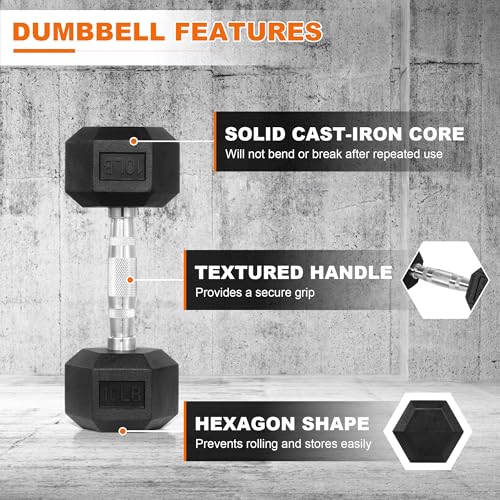 Set of 2 Anti-Slip Cast Iron Hex Dumbbell I766106