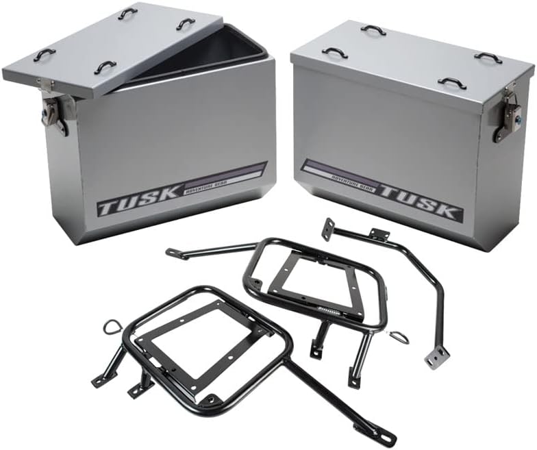 Large Silver Aluminum Panniers with Pannier Racks F8089