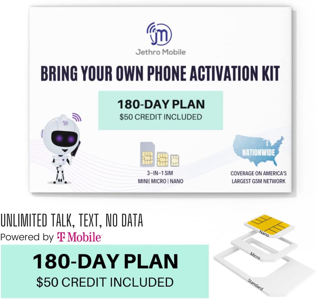 Mobile Phone Plan for 180 Days - Unlimited Talk and Text, SIM Card Kit Included I675948