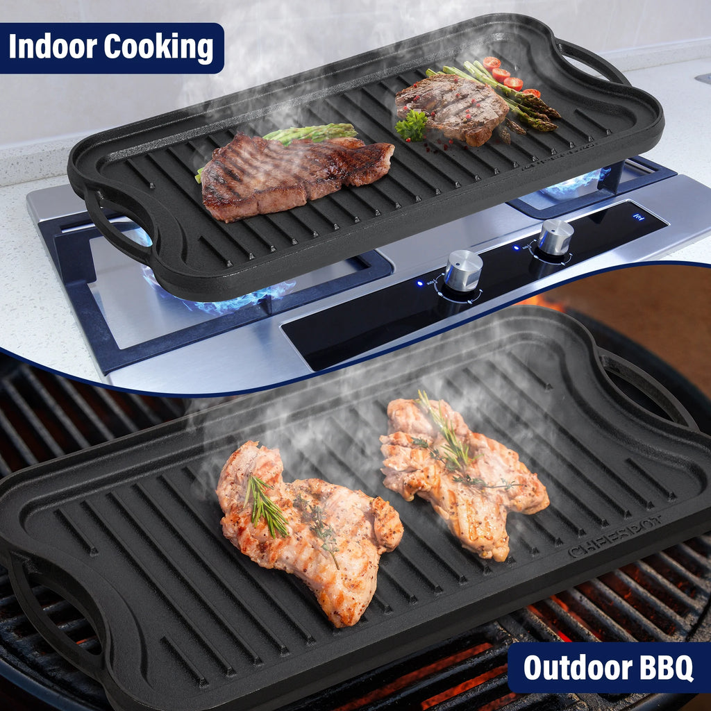 Preseasoned Cast Iron Reversible Griddle Plate Pan F90951