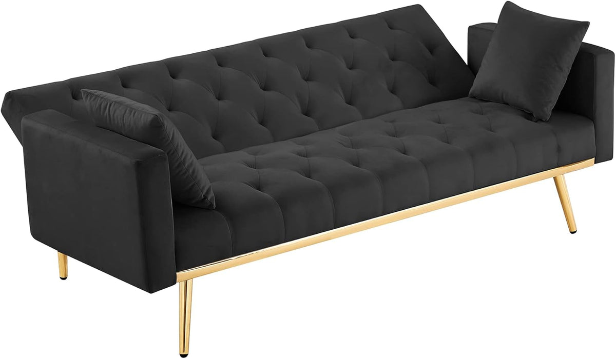 Black Convertible Folding Futon Sofa Bed L5068