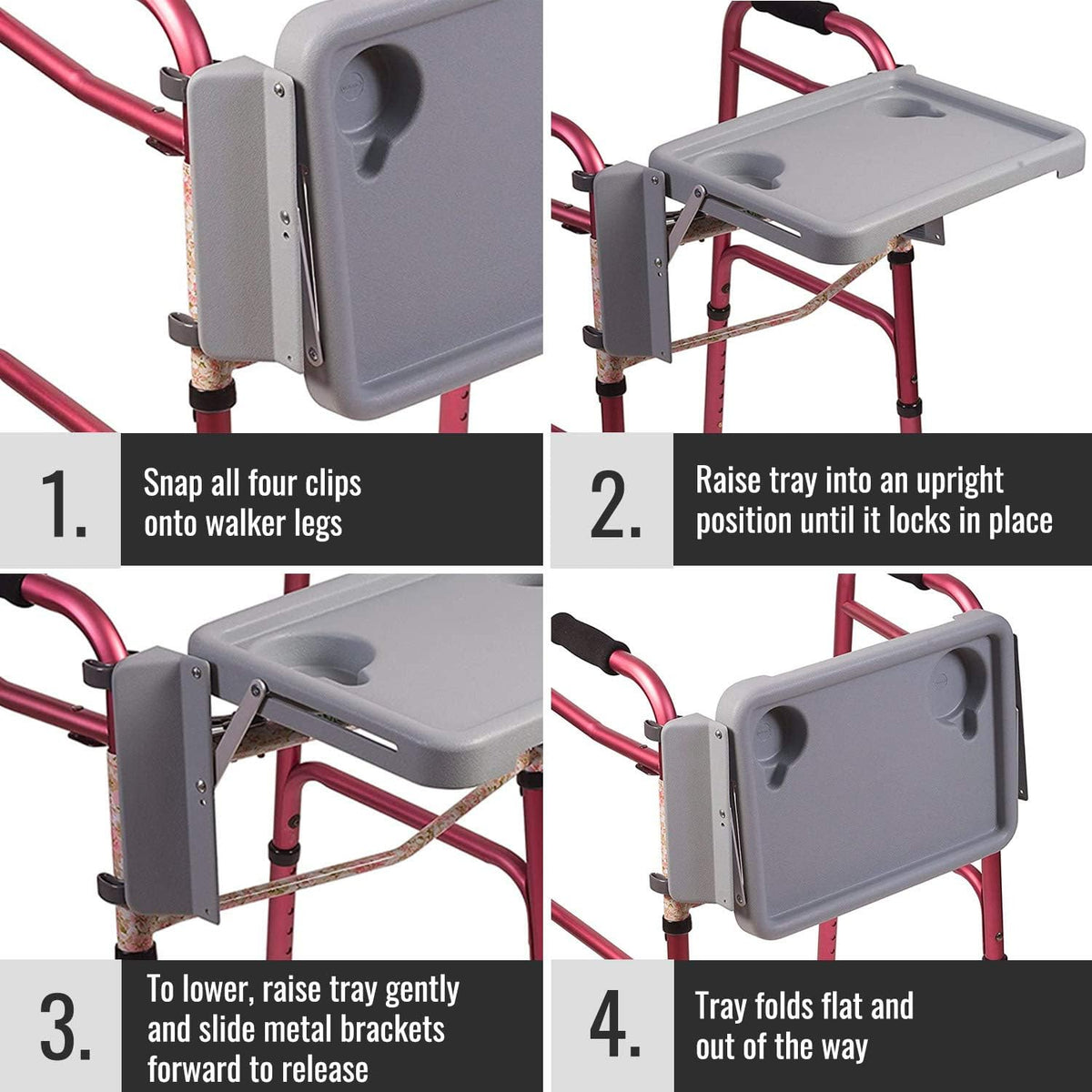 Walker Tray with Two Cup Holders, 16 x 11.8 H840510