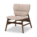 Beige Fabric Upholstered Walnut Brown Wood Accent Chair Z4784