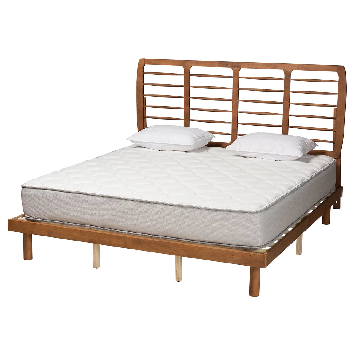 King Size Ash Walnut Finished Wood Platform Bed D515