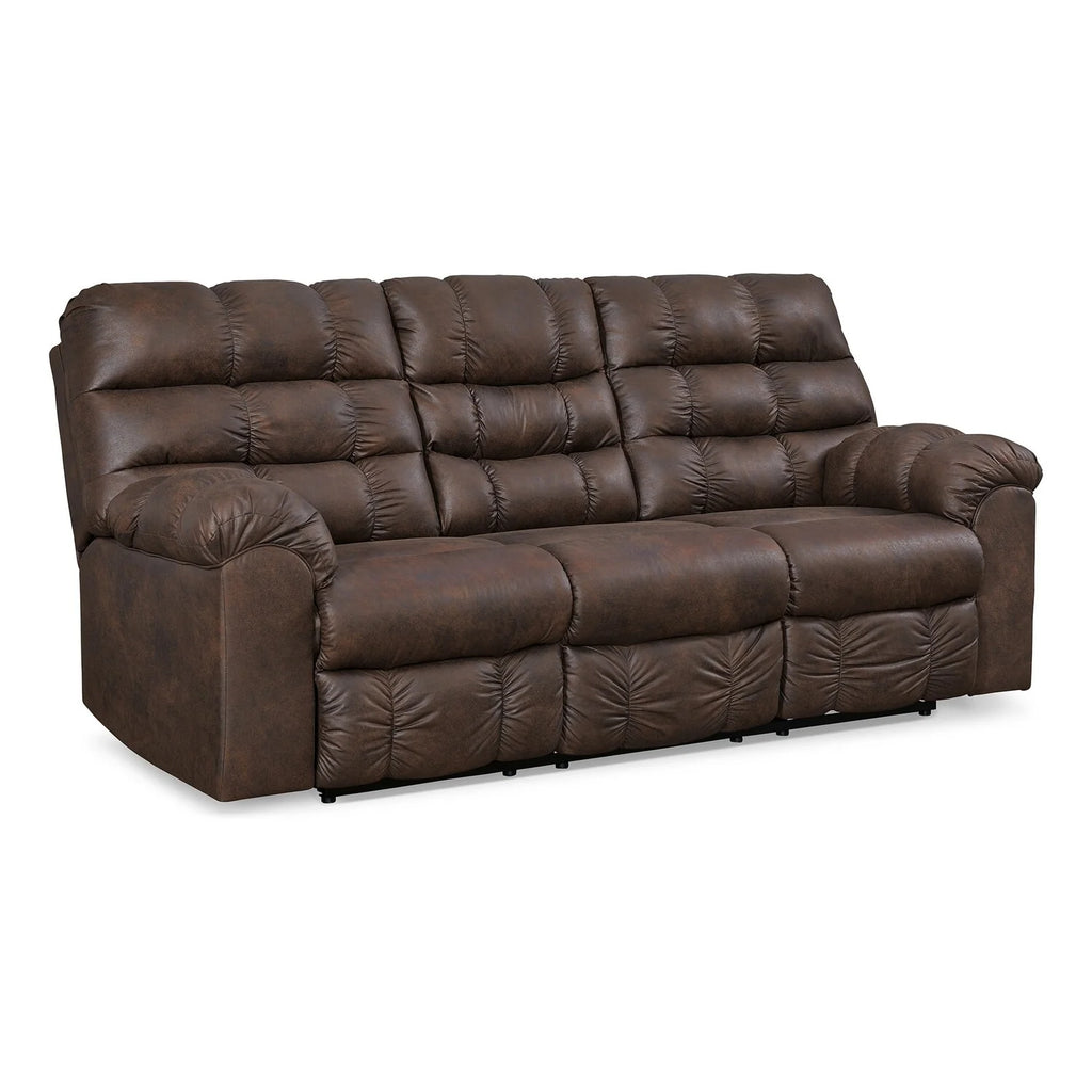 90 Inch Reclining Sofa with Drop Down Table and 2 Cup Holder, Dark Brown B822