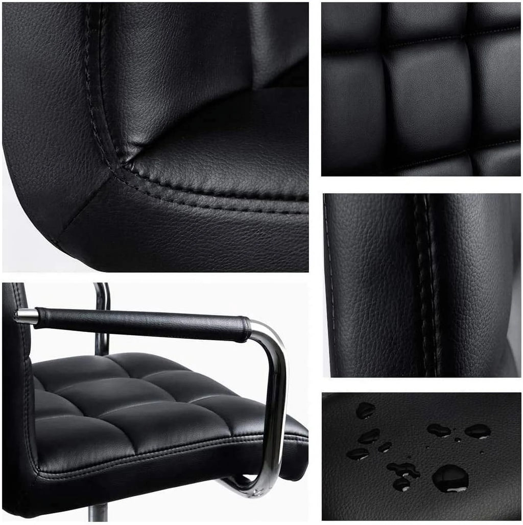 Black Faux Leather Desk Chair with Arms G7872