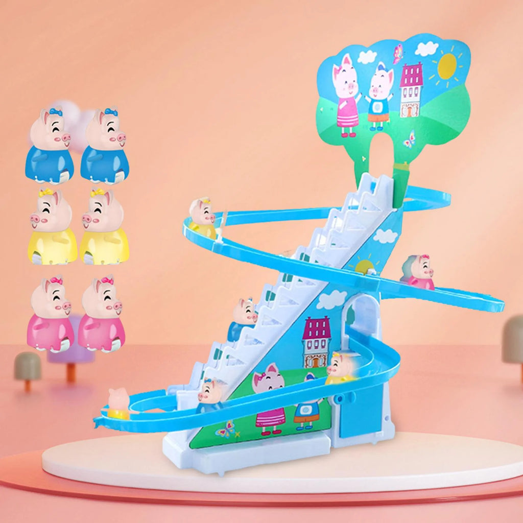 6 Pigs Electric Pig Climbing Stair Toy with LED Lights P977