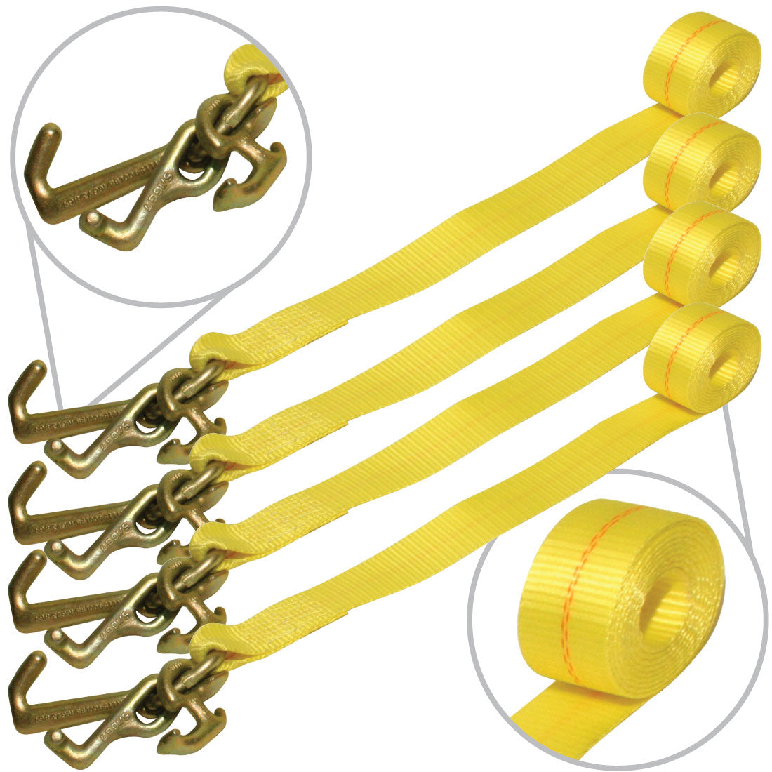 Car Tie Down Replacement Strap with RTJ Hooks, 96 inch, 4 Pack, 3300 Lbs SWL G854927
