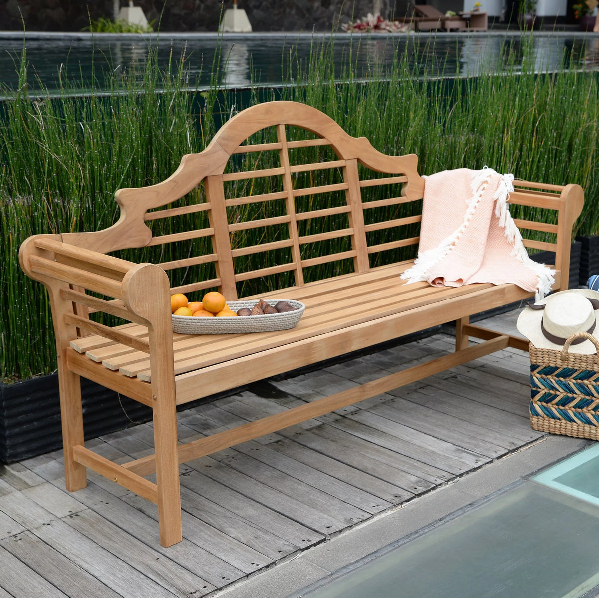 Brown Teak Outdoor Bench K170170
