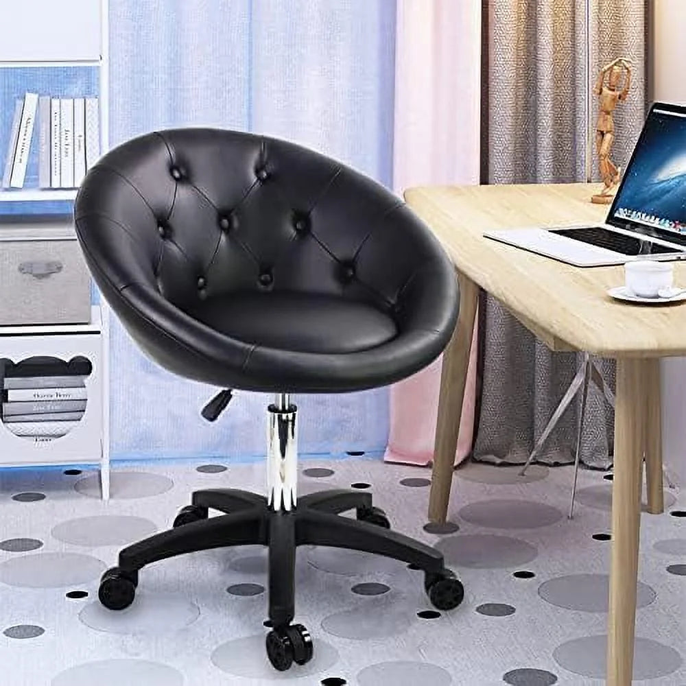 White Rolling Vanity Chair with Wheels X7985