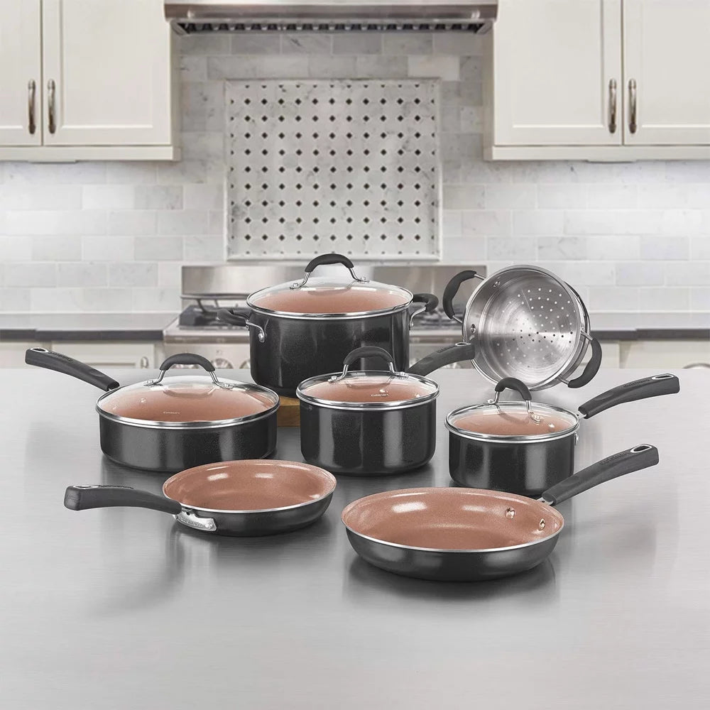 11 Pc Non Stick Cookware Set with Oven Mitt I174782