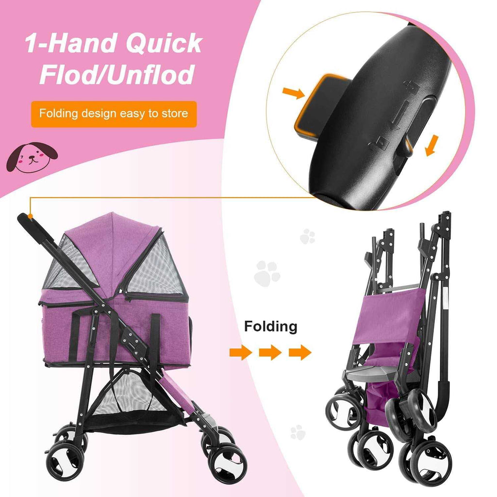 3-in-1 Pet Stroller with Detachable Carrier E438