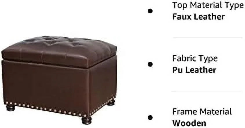 Rectangular PU Leather Tufted Ottoman Bench with Lift Off Lid H956