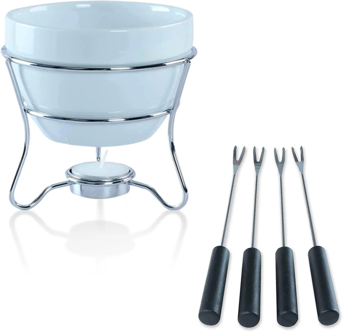 Chocolate Fondue Pot Set of 2 with 4 Dipping Forks X549715